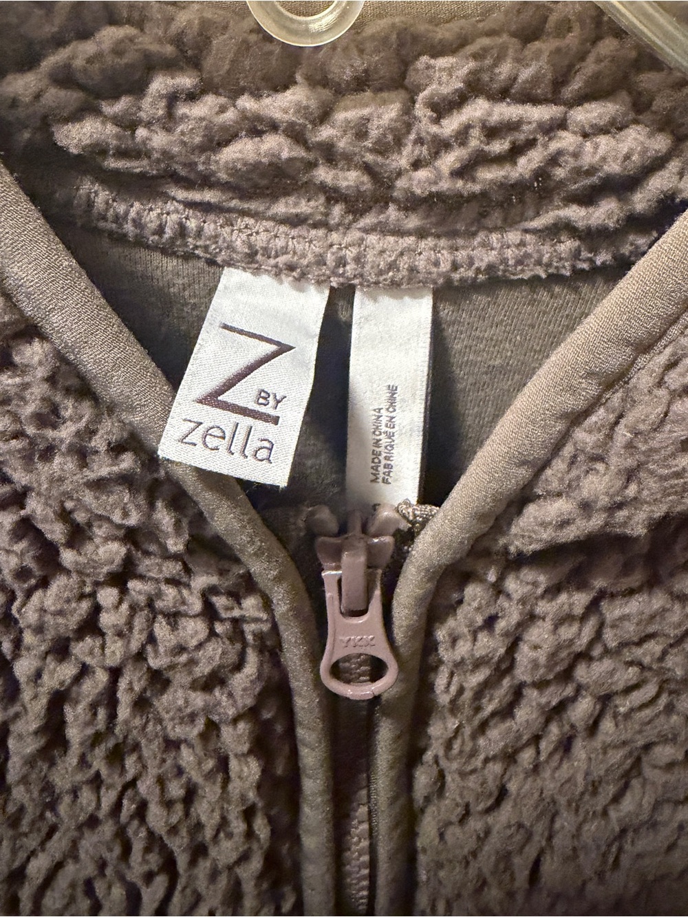 Zella Women's Gray (ish) Teddy Sherpa Zip Jacket size S